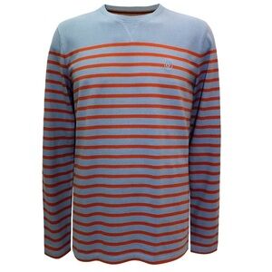 Fat Face size L Men’s 100% cotton blue/orange striped long sleeve shirt